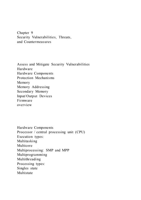 Chapter 9 security vulnerabilities, threats,and countermeasur