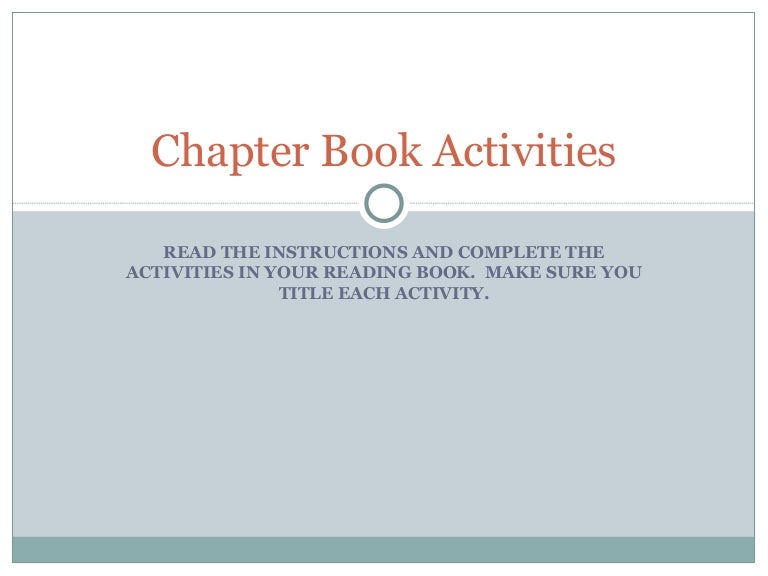 chapter book activities