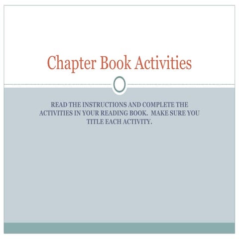 Chapter Book Activities
