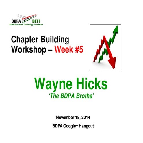 BDPA Chapter Building Workshop - Week #5 (Meetings)
