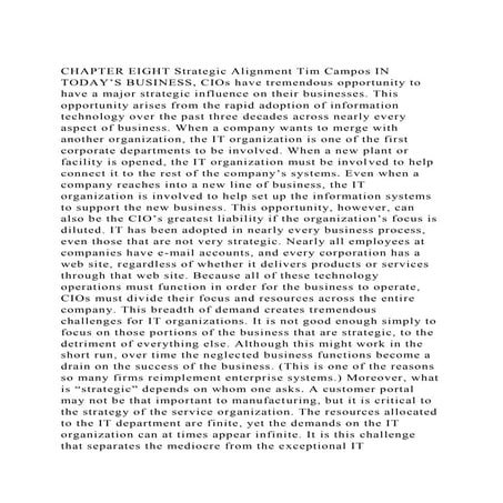 CHAPTER EIGHT Strategic Alignment Tim Campos IN TODAY’S BUSINESS, .docx