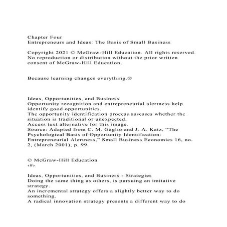 Chapter FourEntrepreneurs and Ideas The Basis of Small Busine.docx