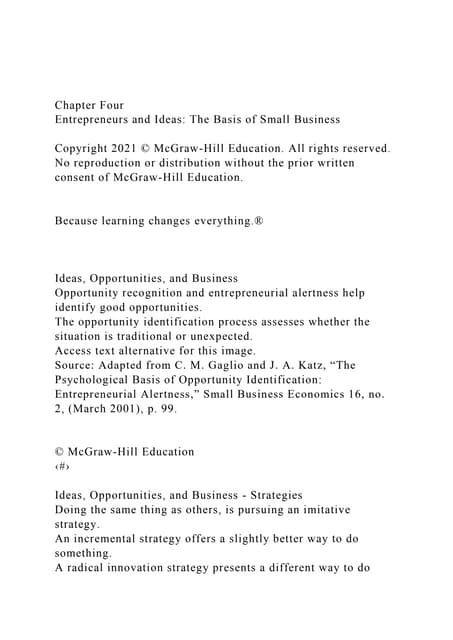 Chapter FourEntrepreneurs and Ideas The Basis of Small Busine.docx