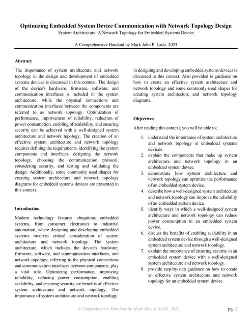 Optimizing Embedded System Device Communication with Network Topology Design