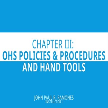 Chapter III - Occupational Health and Safety Policies and Procedures