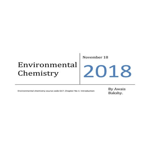 Chapter no 1 introduction. environmental chemistry
