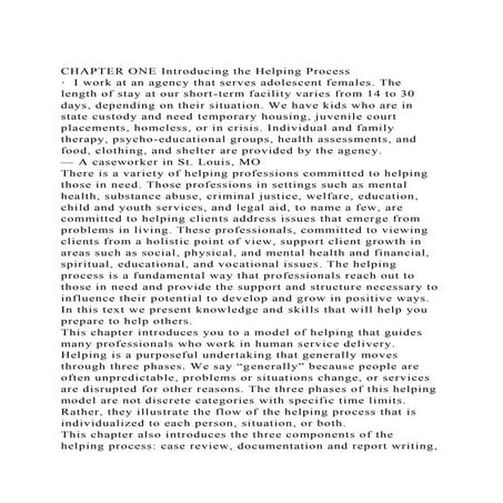 CHAPTER ONE Introducing the Helping Process·  I work at an agenc.docx