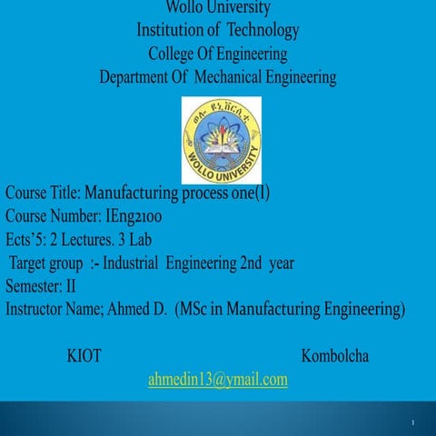 Lecture 1 manufacturing processes | PDF