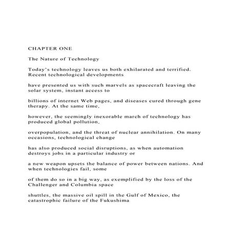 CHAPTER ONE The Nature of Technology Today’s technol.docx
