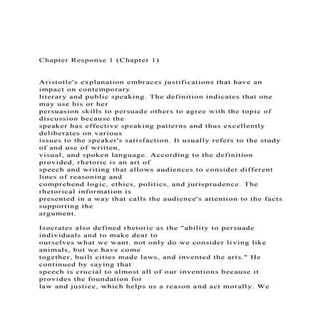 Chapter Response 1 (Chapter 1)  Aristotles explanation .docx