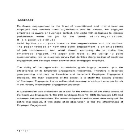 Chapters(1)A STUDY ON EMPLOYEE ENGAGEMENT IN FCI OEN CONNECTORS, MULAMTHURUTH...