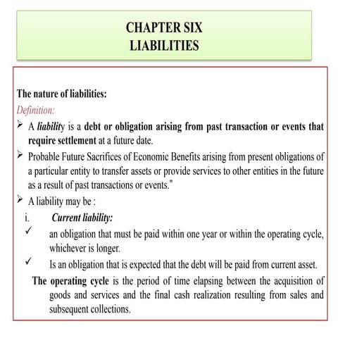Accounting for liabilities stockholderss