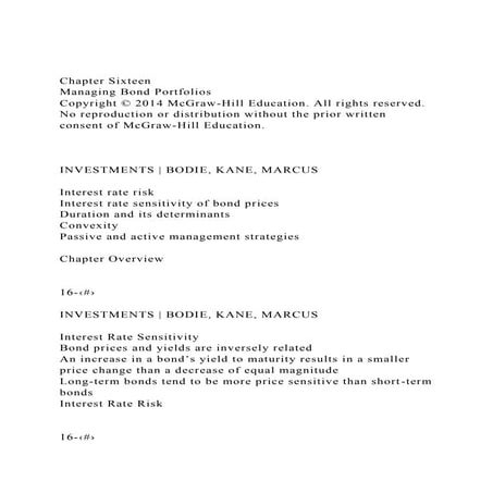 Chapter SixteenManaging Bond PortfoliosCopyright © 2014 McGr.docx