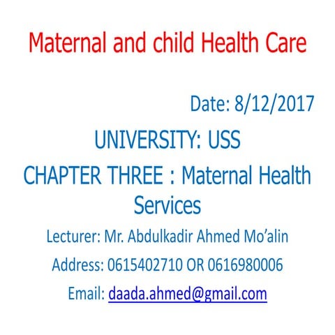 Chapter three maternal and child health care
