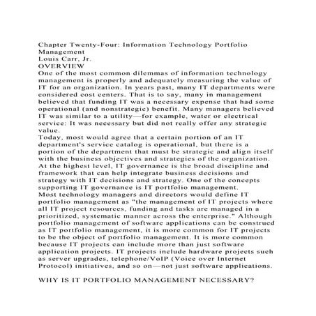 Chapter Twenty-Four Information Technology Portfolio Management.docx