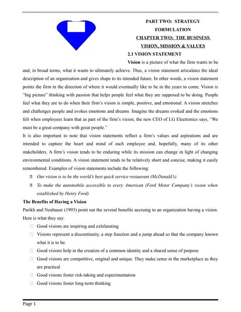 Strategy formulation: Vision, Mission and Purpose | PPTX