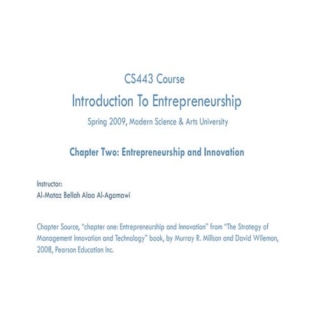 Essential of Technology Entrep. & Innovation- Chapter two  entrepreneurship a...