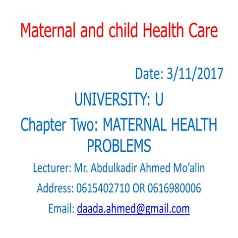 Chapter two maternal and child health care