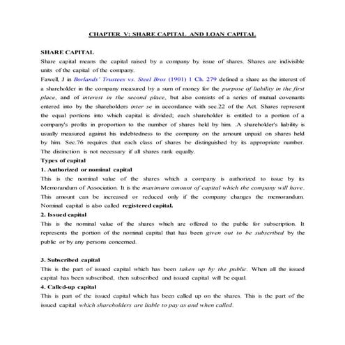 Company Law - Capital