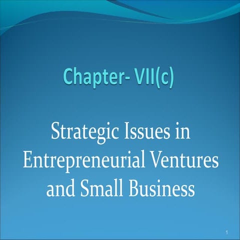 Chapter vii(c) strategic issues in entrepreneurial ventures and small business