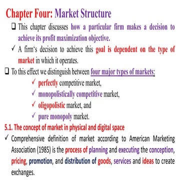 Economics: chapter  four Market Structure