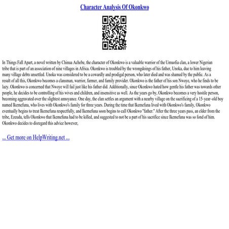 Character Analysis Of Okonkwo | PPT