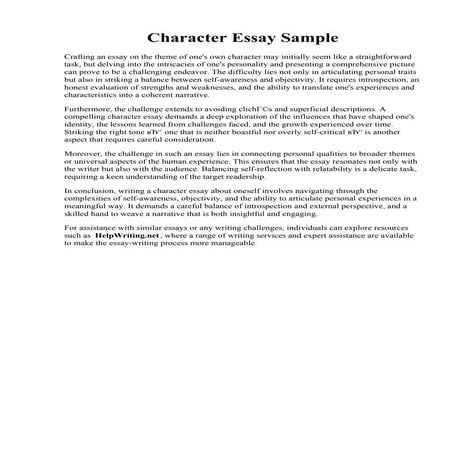 Character Essay Sample