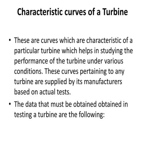 Characteristic curves of a turbine