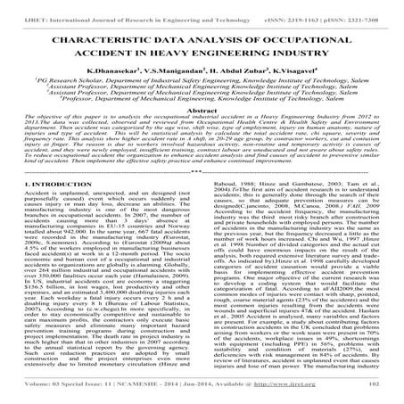 Characteristic data analysis of occupational accident in heavy engineering in...