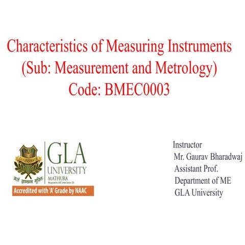 Characteristics of Measuring instruments