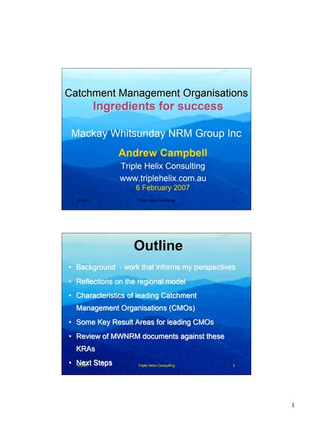 Characteristics Of Successful Catchment Management Organisations, Mackay Feb07