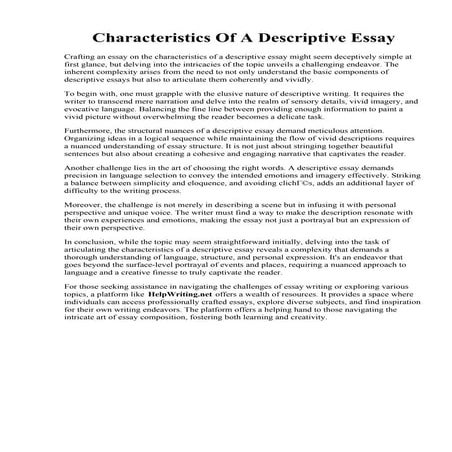 Characteristics Of A Descriptive Essay.pdf
