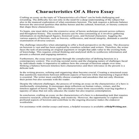 Characteristics Of A Hero Essay | PDF