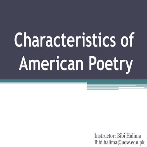 Characteristics of american poetry