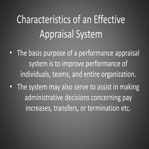 Characteristics of an effective appraisal system