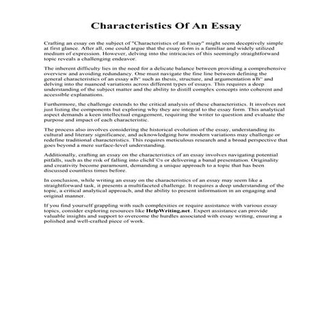 Characteristics Of An Essay. University of North Carolina Wilmington