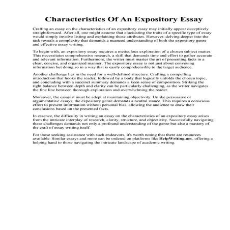 Characteristics Of An Expository Essay