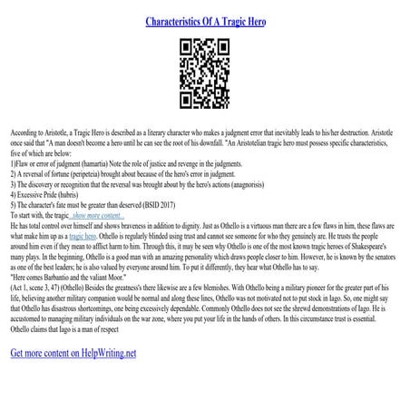 Characteristics Of A Tragic Hero