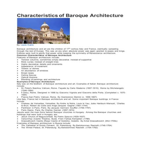Characteristics of baroque architecture 