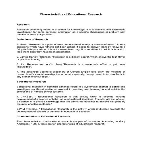 Characteristics of educational research