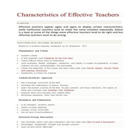 Characteristics of effective teachers