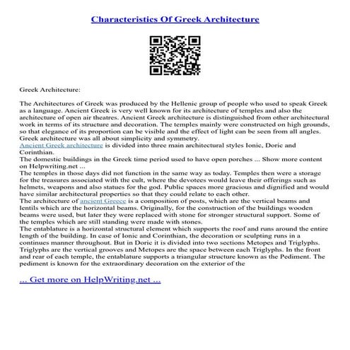 Characteristics Of Greek Architecture