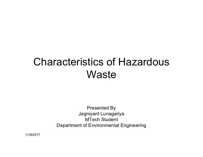 Characteristics of hazardous waste