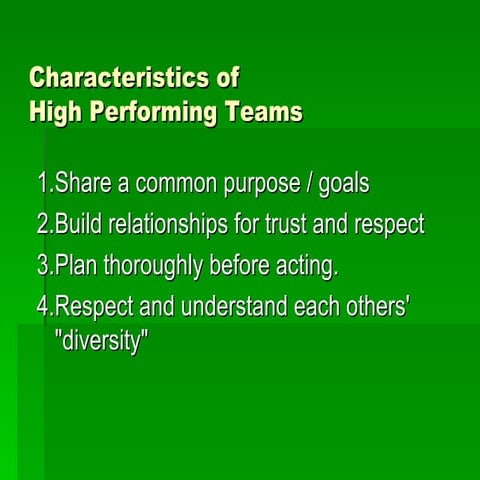 Characteristics Of High Performing Teams | PPT