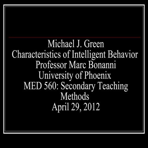 Characteristics of intelligent behavior