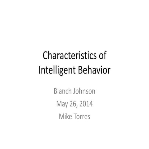 Characteristics of intelligent behavior   final