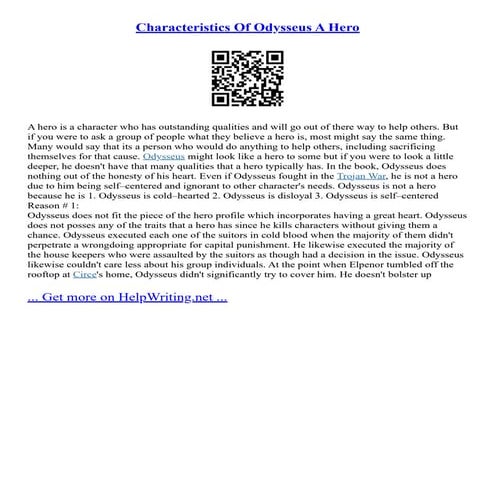 Characteristics Of Odysseus A Hero