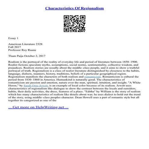 Characteristics Of Regionalism | PDF