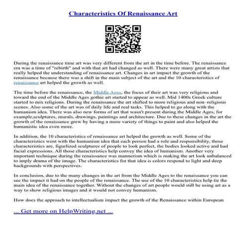 Characteristics Of Renaissance Art | PDF