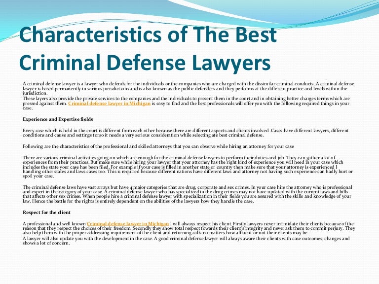 Characteristics of the best criminal defense lawyers